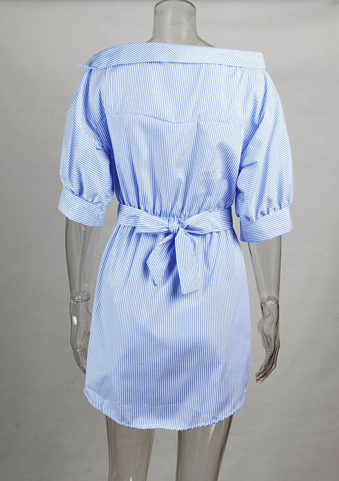 Summer Sexy Dress Women Shoulder Dresses Striped dress - ROUTINE FASHION